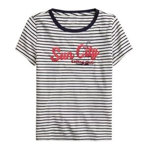 NWT J. Crew Sun City Striped Graphic Tee, Slim Fit Nautical Sailing Preppy Large